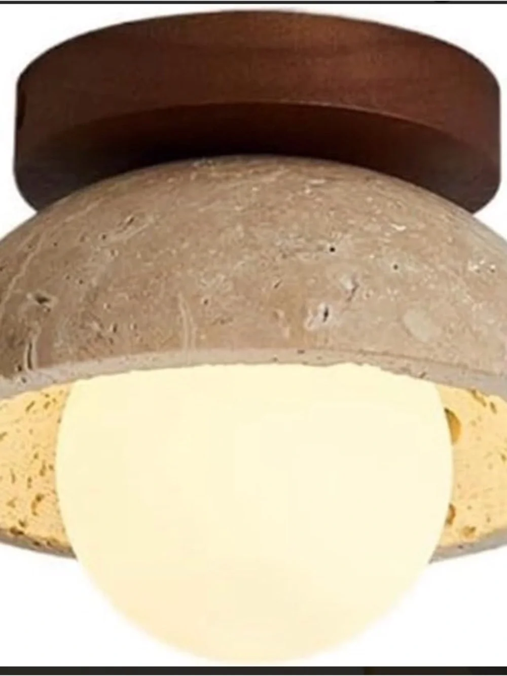 Milk Glass Travertine Ceiling Light Fixture